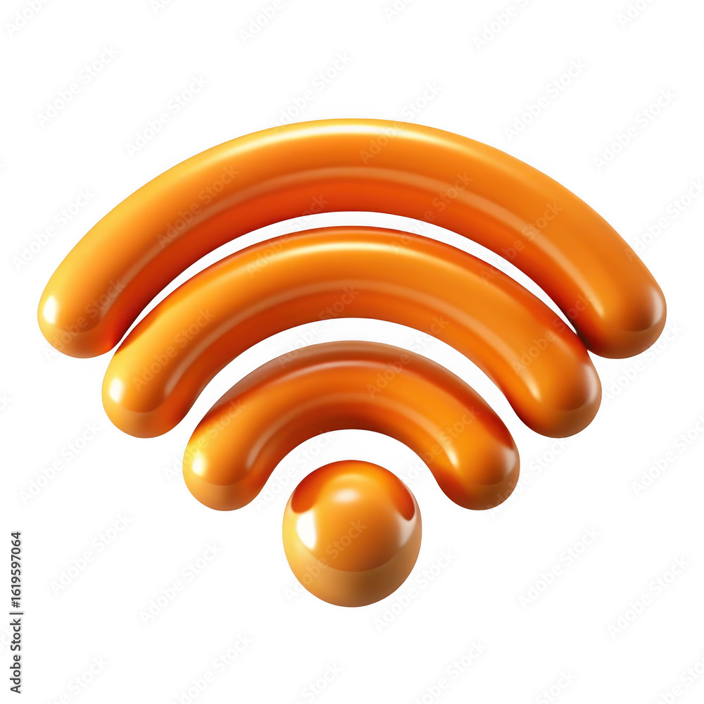 Poster 3d wi fi signal icon with orange glow isolated on transparent background