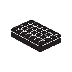 Black mattress icon with quilted surface and rounded corners white