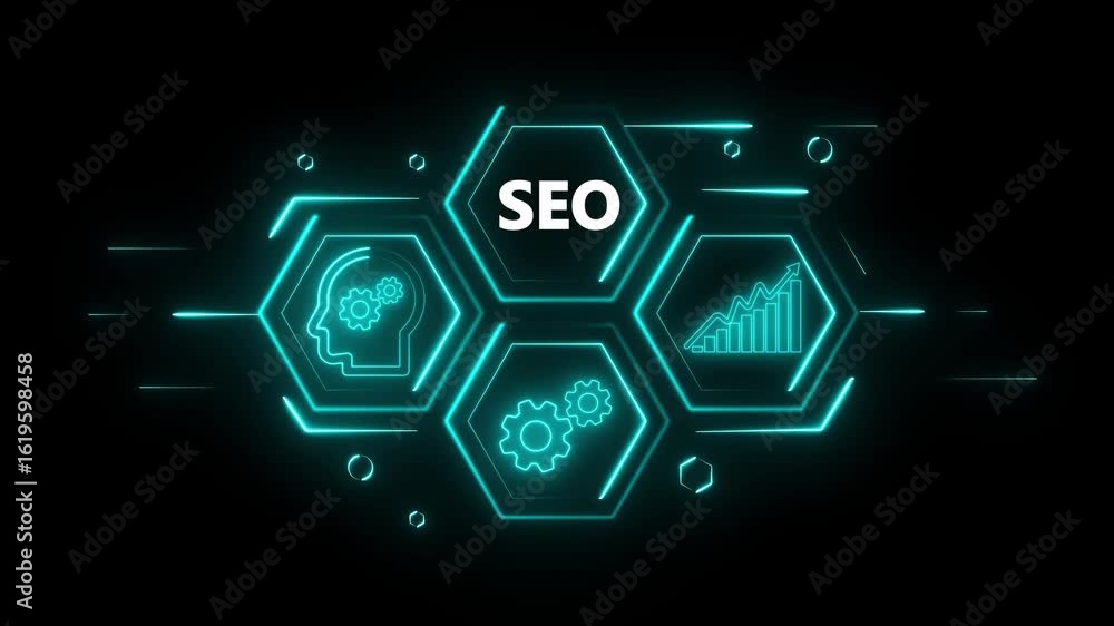 Aufkleber technology business managements. glowing neon text seo with alpha channel. technology and network co