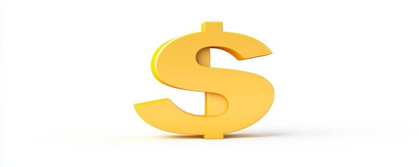 Fototapeta premium Golden Currency 3D Dollar Sign on White, Finance , Investment