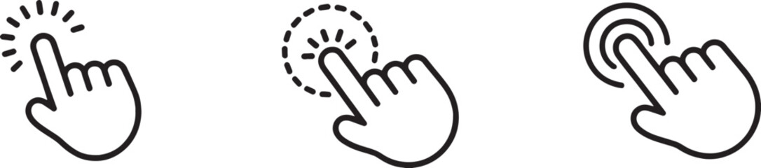 mouse cursor click and loading icon for computer, mobile app, animation, or ui design. mouse hand pointer black and white vector vector line art