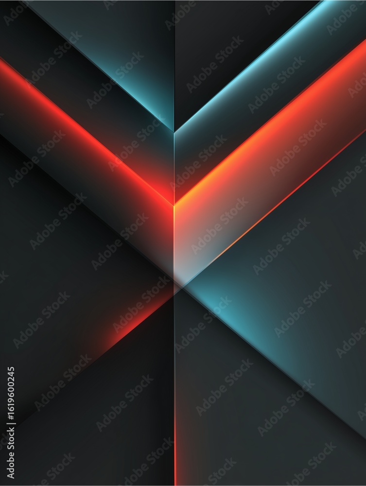 Poster geometric lines and vibrant colors: a dynamic visual composition featuring sharp, intersecting geome