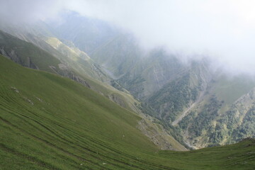 mountain landscape with fog