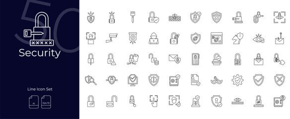 Security Line Editable Icons set. Vector illustration in modern thin line style of Security icons: protection, lock, privacy, etc