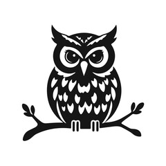 Owl logo with sharp gaze, clean lines, symbol of wisdom and power. vector owl, owl emblem, night bird, tribal owl	