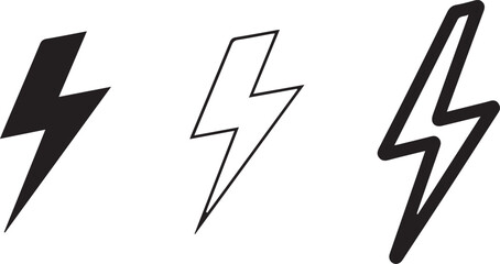 Electricity symbol, voltage sign, black and white lightning icon vector art and illustration