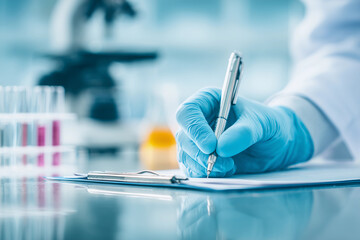 Researcher conducting laboratory analysis with precision and focus on scientific details