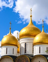 Golden domes against a bright sky
