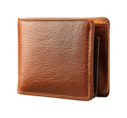 Stylish brown leather wallet showcase product view isolated on transparent background, png