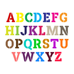 Vibrant Stencil Alphabet Letters - Multi-color Alphabet letters for kids leaning