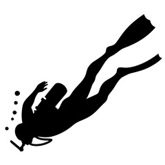 Silhouette diving down