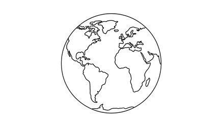 Simple Line Art World Map: Global Connectivity, Minimalist Design, Neutral Mood