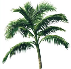 Fototapeta premium Tropical palm tree illustration, vibrant green leaves on a sturdy trunk