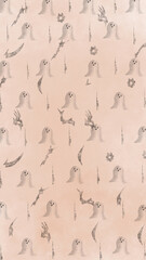 Halloween Background. Soft beige background with delicate ghost and abstract pattern