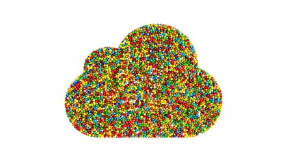 Colorful cloud shape made of small colorful candies