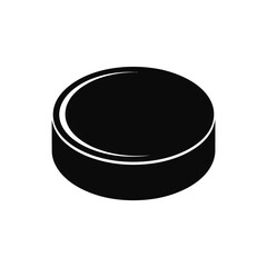 Black hockey puck icon on white background