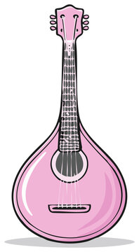 pink mandolin musical instrument clip art preview