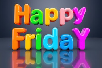 Fototapeta premium Happy Friday Typography with Joyful Expression