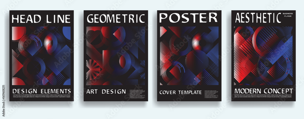 Poster modern posters . vector design composition with colorful various geometric shapes . abstract contemp