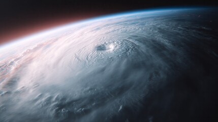 Mesmerizing cyclone swirls over azure ocean, embodying nature's power; World Meteorological Day, atmospheric dynamics, celestial artistry