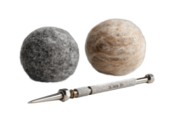 Crafting felt balls and needle tools artisan crafts creative environment isolated on transparent background, png