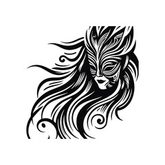 Dancer tribal masks, flowing lines and dynamic shapes