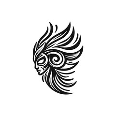 Dancer tribal masks, flowing lines and dynamic shapes