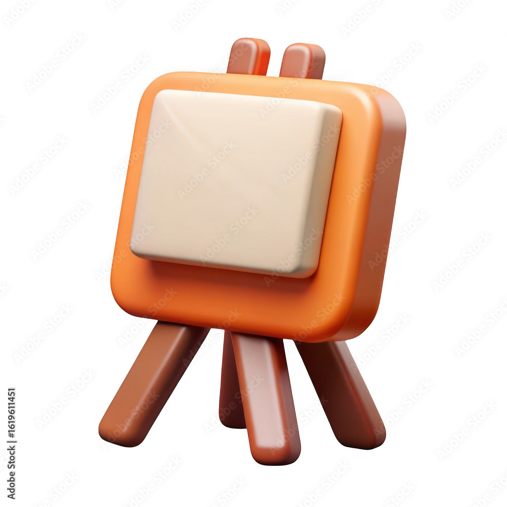 Poster 3d rendered mini easel with blank canvas isolated on transparent background