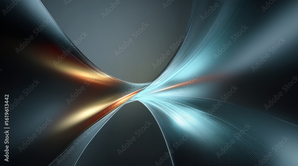 Poster abstract digital artwork with curved light streams and gradient colors