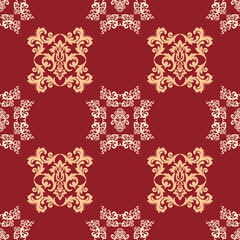 Luxurious Damask Pattern - Red & Gold Wallpaper