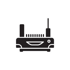 Fototapeta premium Black wireless router icon with antenna and vents technology
