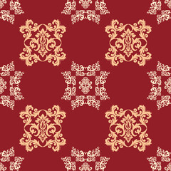 Luxurious Damask Pattern - Red & Gold Wallpaper