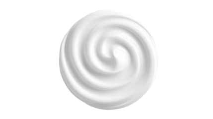 cosmetic texture of white cream smear round shape on transparent background