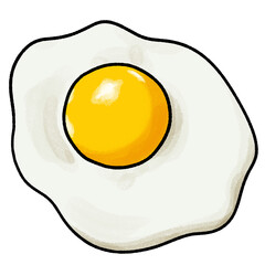 ラフな線で描いた目玉焼きのカラーイラスト