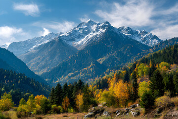 Fototapeta premium Beautiful landscape of mountains during autumn