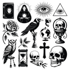 Fototapeta premium Mystical Occult Collage in Vintage Black and White