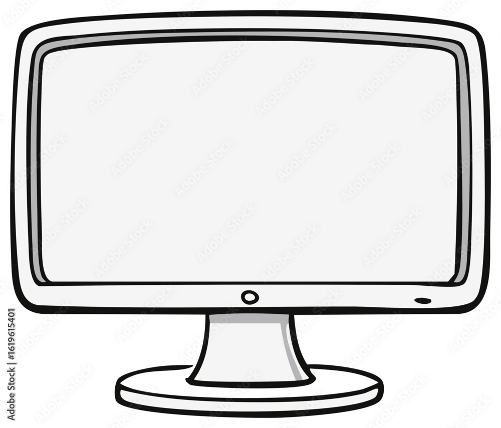 Fototapete empty screen desktop computer monitor in a simple cartoon drawing style for technology concepts