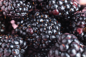Texture of sweet ripe blackberries, closeup