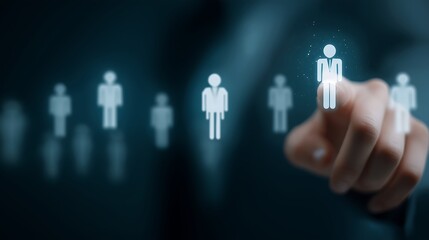 Hand Selecting a Digital Human Icon from a Group