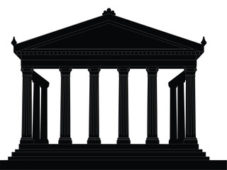 Obraz premium Silhouette of a Classical Greek Temple in Black and White