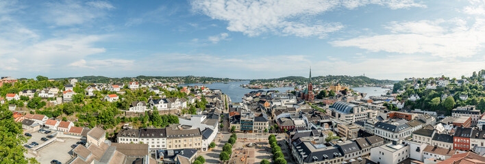 Panorama view over Arendal from the glassheis