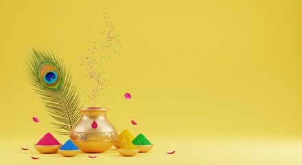 Minimalist Pichkari Scene with Copy Space Area