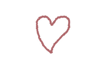 茶色の線で描かれた手描きハート（透明背景）