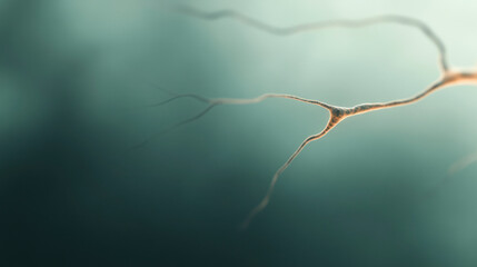 Single neuron structure with branches in soft green light