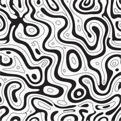 Organic Curved Lines in Black and White Abstract Design
