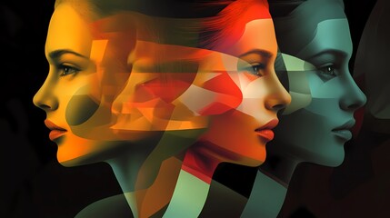 Abstract woman profile in bold layers