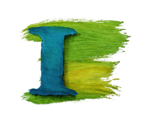 Artistic green and blue abstract letter i creative design digital isolated on transparent background, png