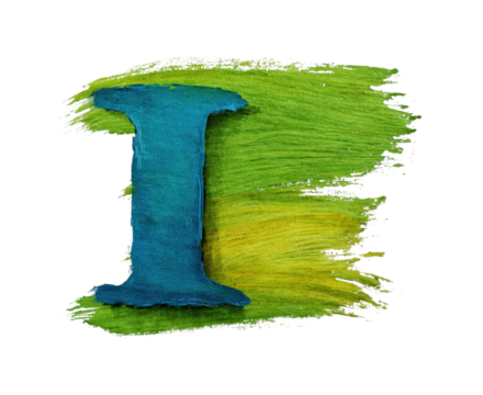 Artistic green and blue abstract letter i creative design digital isolated on transparent background, png - Powered by Adobe