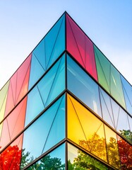 Colorful Geometric Glass Building Facade
