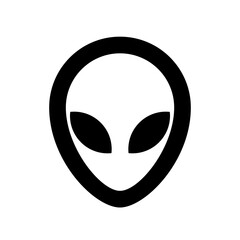Alien Head Outline Icon; Extraterrestrial Face Line Art